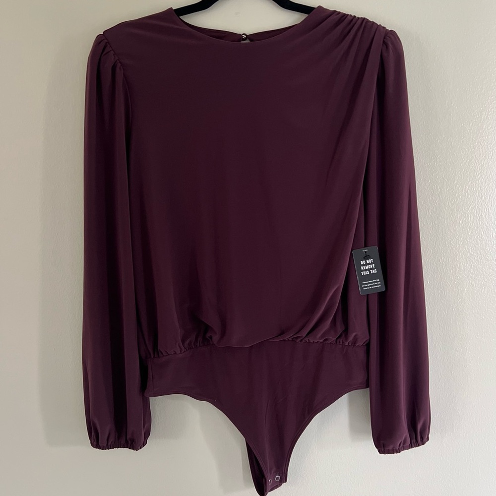 NWT Express Long Sleeve Bodysuit Blouse - Deep Wine / Plum Color